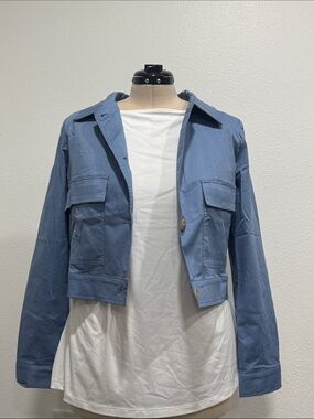 Ovi Light Blue Cropped Utility Jacket